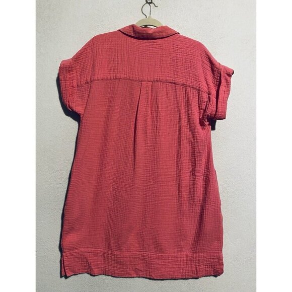J Crew Shirt Dress Womens Large Tea Rose Pink Mini Gauzy Popover Beachy Boho - Picture 5 of 8